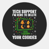 Tech Suprt Delete Your Cookies Men Ugly Christmas Runder Aufkleber (Vorderseite)