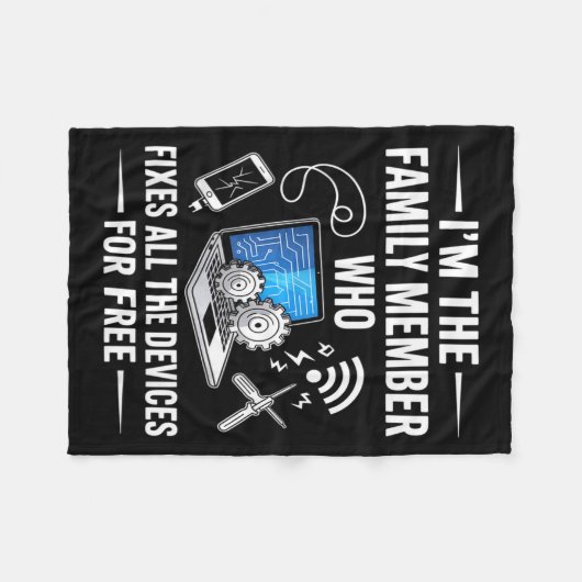 Tech Suprt Design For Men, Boys, Dad. Funny Meme  Fleecedecke (Vorderseite (Horizontal))
