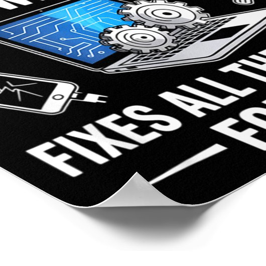 Tech Suprt Design For Men, Boys, Dad. Funny Meme  Poster (Ecke)