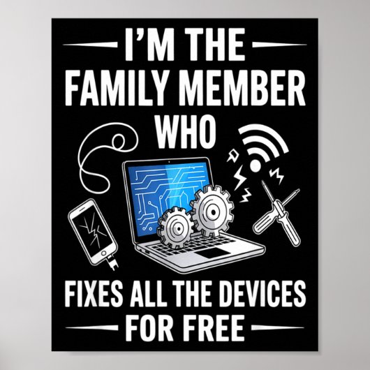 Tech Suprt Design For Men, Boys, Dad. Funny Meme  Poster (Vorne)