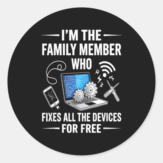 Tech Suprt Design For Men, Boys, Dad. Funny Meme  Runder Aufkleber (Vorderseite)
