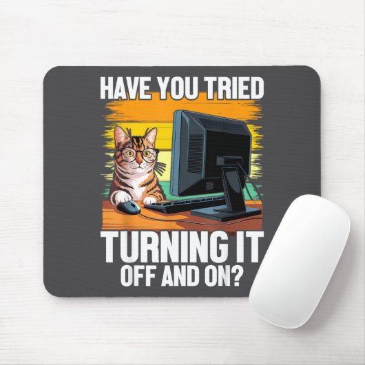 Tech Suprt Humor I Cat Engineer Computer It Guy Mousepad (Mit Mouse)