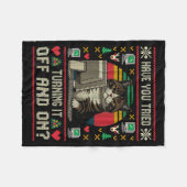 Tech Suprts Cat Engineer Computer Ugly Christmas S Fleecedecke (Vorderseite (Horizontal))