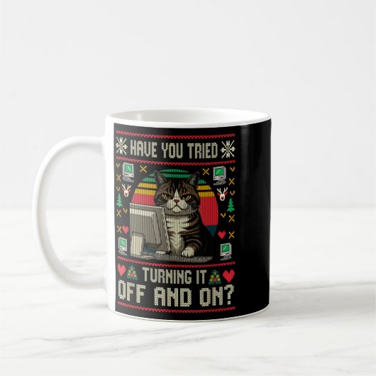 Tech Suprts Cat Engineer Computer Ugly Christmas S Kaffeetasse (Links)