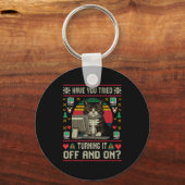 Tech Suprts Cat Engineer Computer Ugly Christmas S Schlüsselanhänger (Vorderseite)