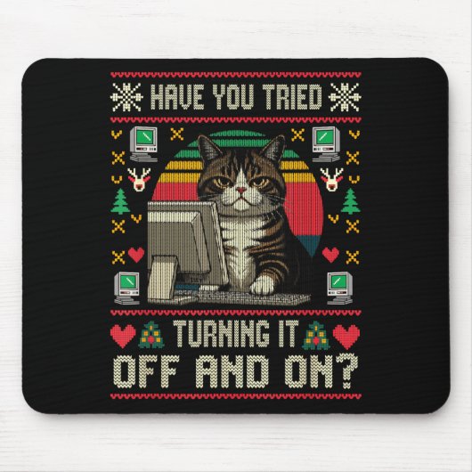 Tech Suprts Katze Ingenieur Computer hässlicher We Mousepad (Vorne)