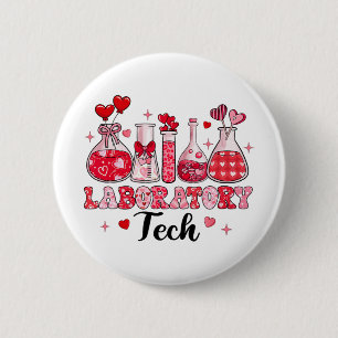 Tech Test Tube Leopard Herz Valentinstag Button