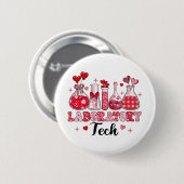 Tech Test Tube Leopard Herz Valentinstag Button (Vorne & Hinten)