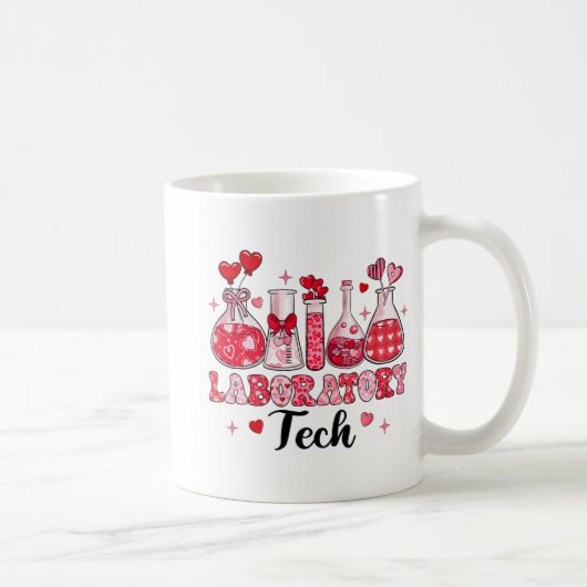 Tech Test Tube Leopard Herz Valentinstag Kaffeetasse (Rechts)