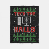 Tech The Halls Ugly Computer Geek Festive Christma Fleecedecke (Vorderseite)