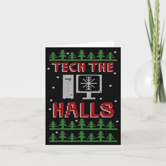 Tech The Halls Ugly Computer Geek Festive Christma Karte (Vorderseite)