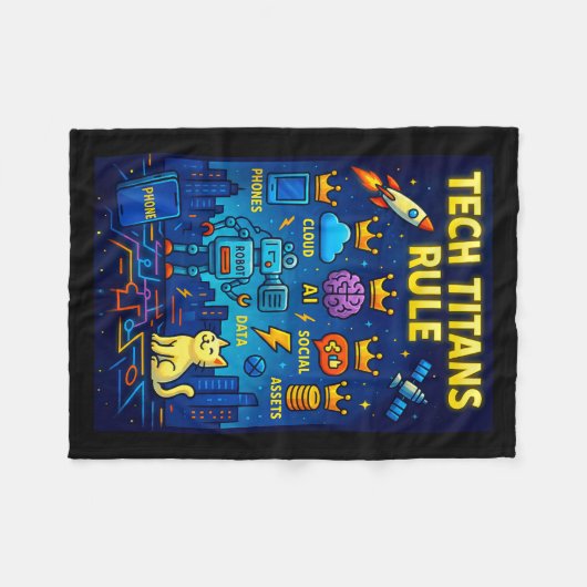 Tech Titans Rule Funny Big Technology Satire Wer G Fleecedecke (Vorderseite (Horizontal))