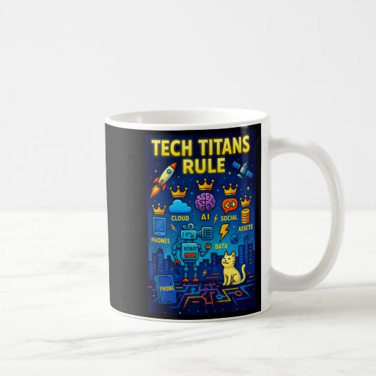 Tech Titans Rule Funny Big Technology Satire Wer G Kaffeetasse (Rechts)
