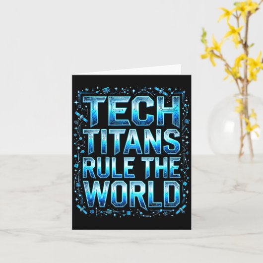 Tech Titans Rule Funny Big Technology Satire Wer G Karte (Gelbe Blume)