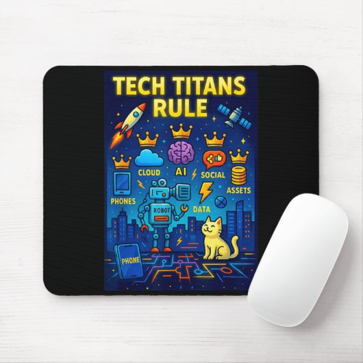 Tech Titans Rule Funny Big Technology Satire Wer G Mousepad (Mit Mouse)