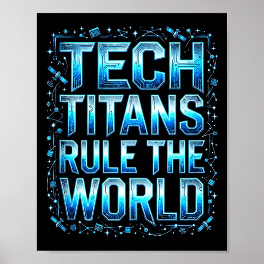 Tech Titans Rule Funny Big Technology Satire Wer G Poster (Vorne)