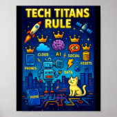 Tech Titans Rule Funny Big Technology Satire Wer G Poster (Vorne)