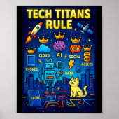 Tech Titans Rule Funny Big Technology Satire Wer G Poster (Vorne)