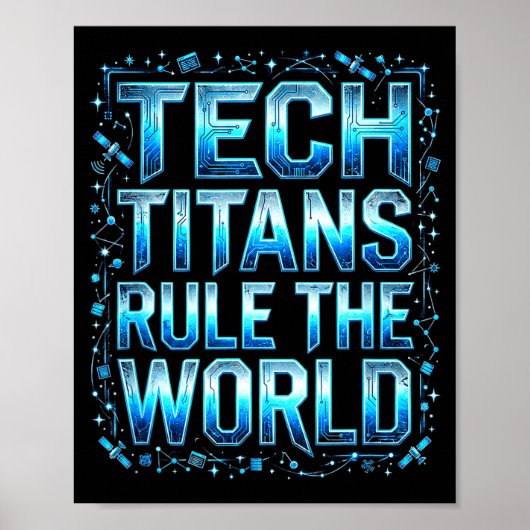 Tech Titans Rule Funny Big Technology Satire Wer G Poster (Vorne)