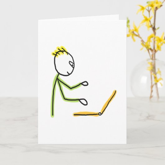 Tech-Typ Stickman Karte (Gelbe Blume)