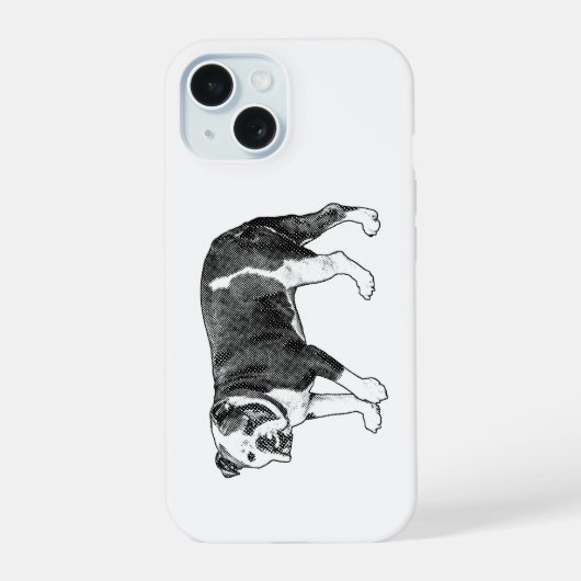 Tech-Wächter, Bulldog Dot Case iPhone 15 Hülle (Rückseite)