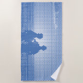 Tech White&Blue Halftone Effekt Couple on Beach Strandtuch (Vorderseite)