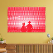 Tech White&Red Halftone Effect Couple on Beach Leinwanddruck (Insitu (Wohnzimmer))