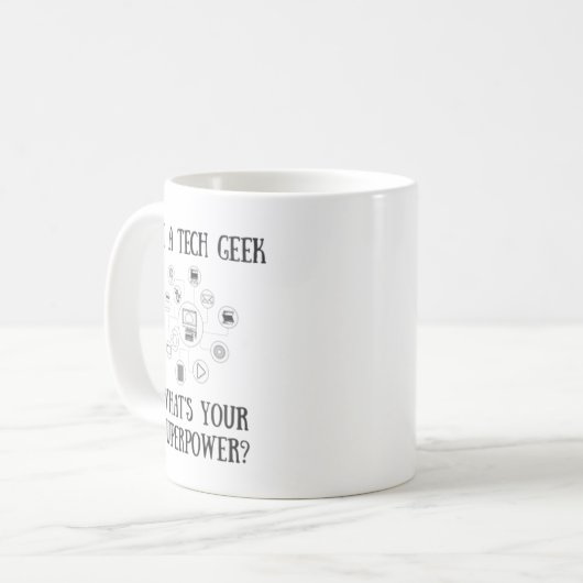 Techgeek-Supermacht-Tasse - Computer-Nerd Kaffeetasse (Vorderseite Links)