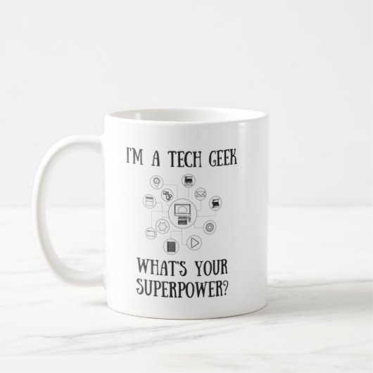 Techgeek-Supermacht-Tasse - Computer-Nerd Kaffeetasse (Links)