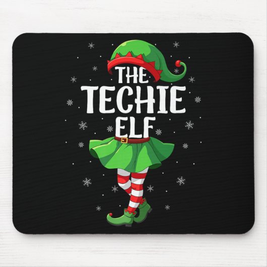 Techie Elf Christmas Girls Women Elf Squad Xmas Fa Mousepad (Vorne)