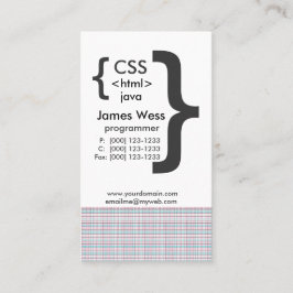 Techie Java CSS Computer-Netz-Programmierer Visitenkarte