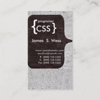 Techie moderner CSS Computer-Softwareentwickler Visitenkarte