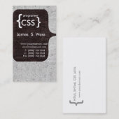 Techie moderner CSS Computer-Softwareentwickler Visitenkarte (Vorne/Hinten)