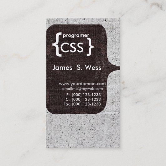 Techie moderner CSS Computer-Softwareentwickler Visitenkarte (Vorderseite)