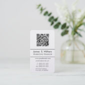 Techie modernes Minimalistisches QR Code-Foto/Logo Visitenkarte (Stehend Vorderseite)