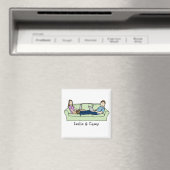 Techie-Paar - personalisierter Cartoon Magnet (In Situ (Geschirrspüler))