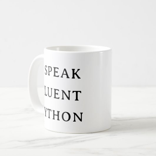 Techie Python Tasse - Ich spreche Fluent Python Gi (Vorderseite Links)