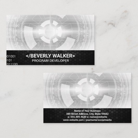Techie | Software | Geometrischer Hintergrund Visitenkarte (Vorne/Hinten)