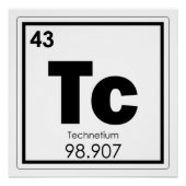 Technetium-Symbol für chemische Elemente Poster (Vorderseite)