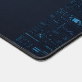 Technical HUD Blueprint Schematic Gaming Desk Mat Schreibtischunterlage (Ecke)
