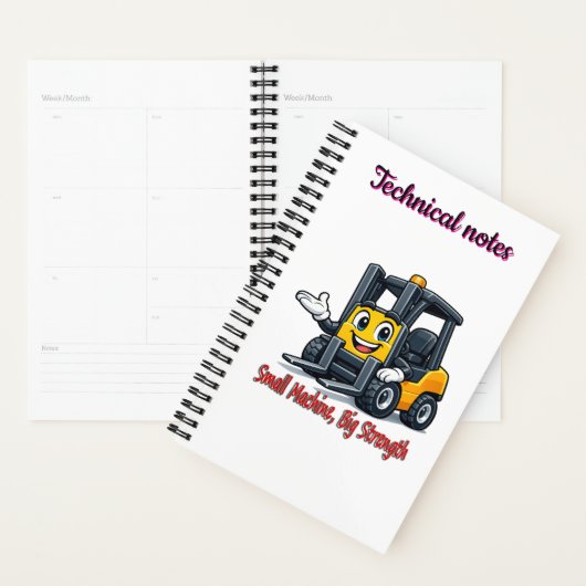 Technical Notes Forklift Cartoon Mascot Notebook Planer (Anzeige)