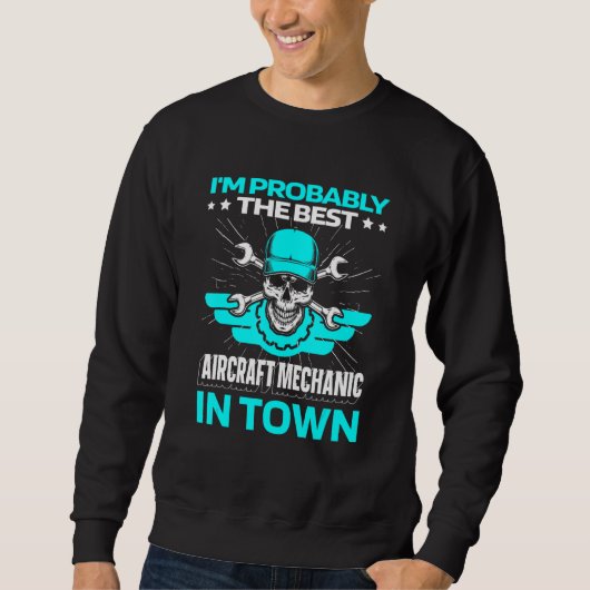 Technician Skull Engineer Aircraft Mechanic Sweatshirt (Vorderseite)