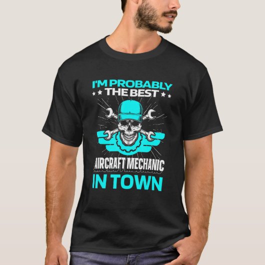 Technician Skull   Engineer Aircraft Mechanic T-Shirt (Vorderseite)