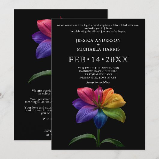 🌈 Technicolor Eheversprechen Hochzeit Einladung (Vorne/Hinten)