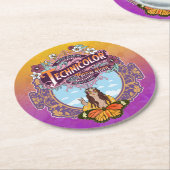 Technicolor Peace Runder Pappuntersetzer (Angewinkelt)