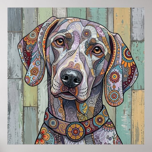 Technicolor Treue: Komplexe Muster-Hunde-Kunst Poster (Vorne)