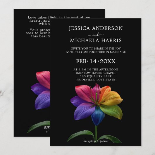 🌈 Technicolor Vows Wedding Einladung (Vorne/Hinten)