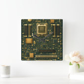 Technik-Mainboard-Wählscheibe Quadratische Wanduhr (Zuhause)