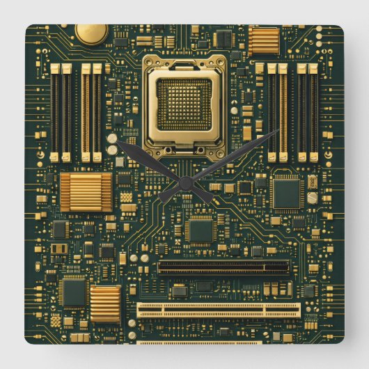 Technik-Mainboard-Wählscheibe Quadratische Wanduhr (Vorderseite)