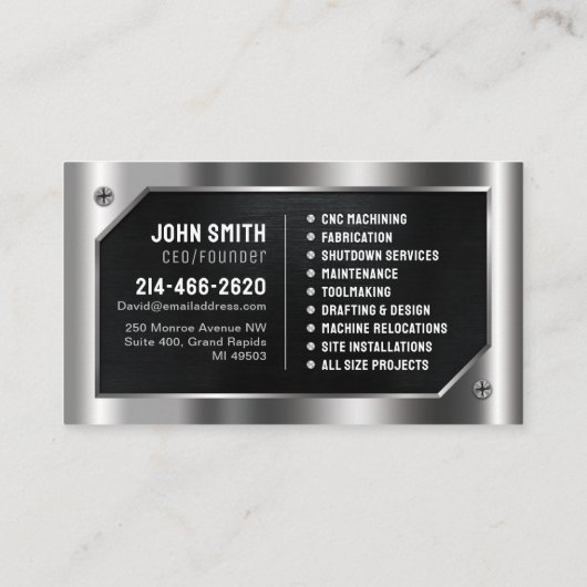 Technik, Mechanik, Metall, Reparatur, Auto Visitenkarte (Rückseite)